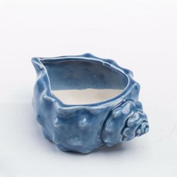 Decoratieve bloempot in de vorm van een schelp blauw 1