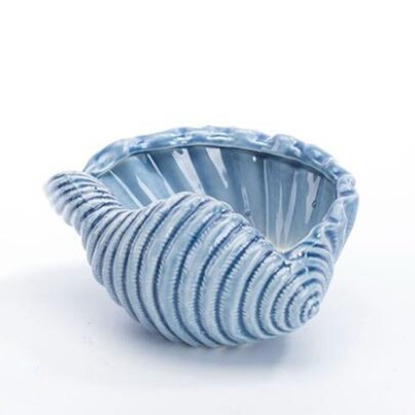 Decoratieve bloempot in de vorm van een schelp blauw 5