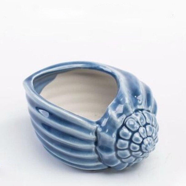 Decoratieve bloempot in de vorm van een schelp blauw 6