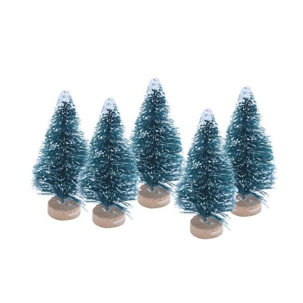 Decoratieve bomen 6,5 cm 5 stuks donkergroen