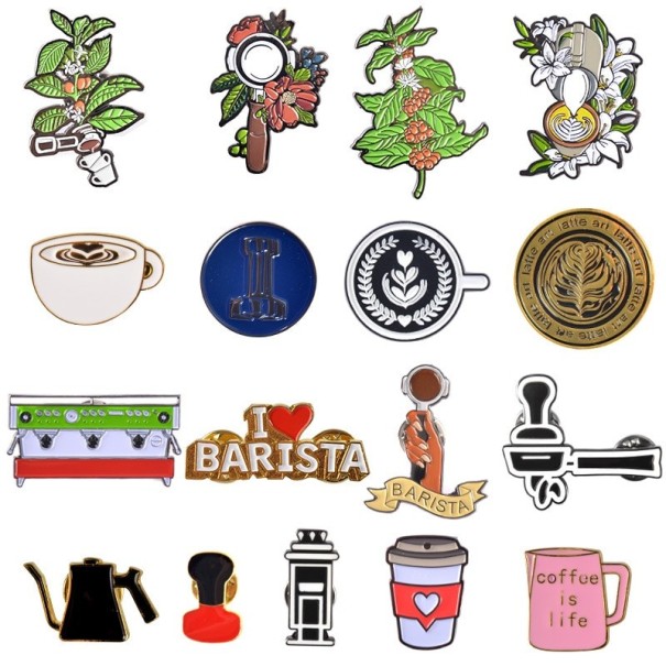 Decoratieve broche met koffiemotief