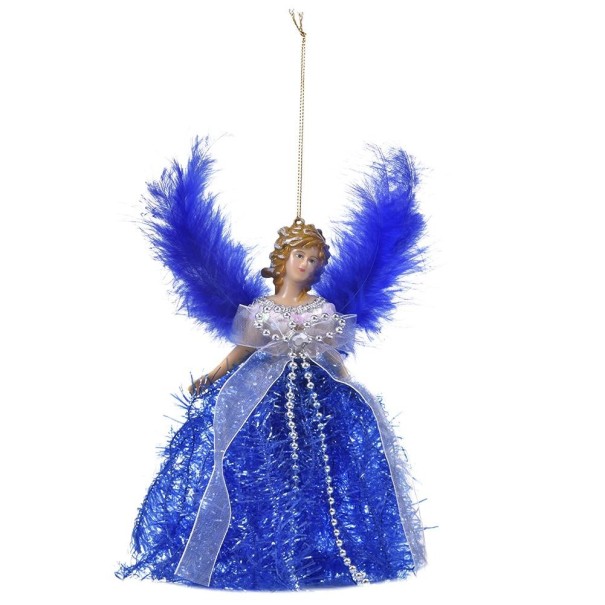 Decoratieve engel met veren blauw