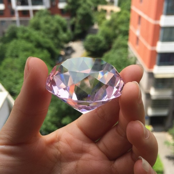Decoratieve glazen diamant C478 lichtroze