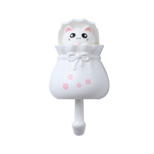 Decoratieve haak met kat C660 wit