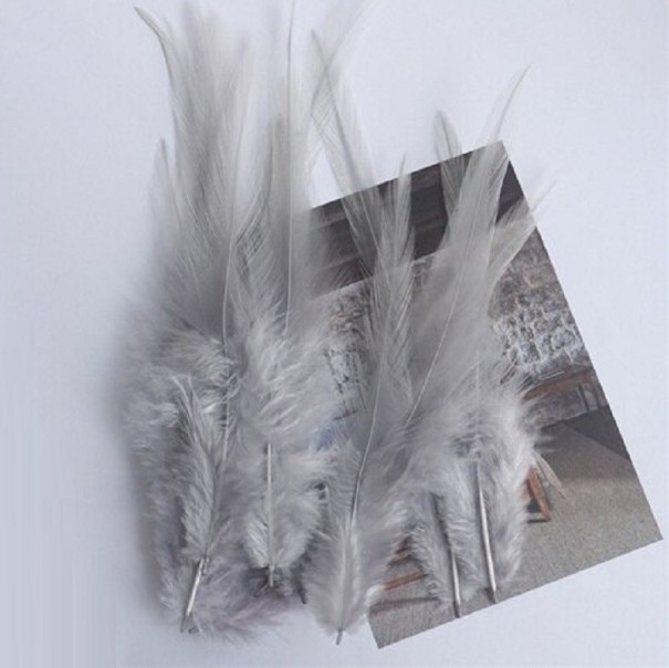 Decoratieve hanenveren 10-15 cm 50 stuks grijs