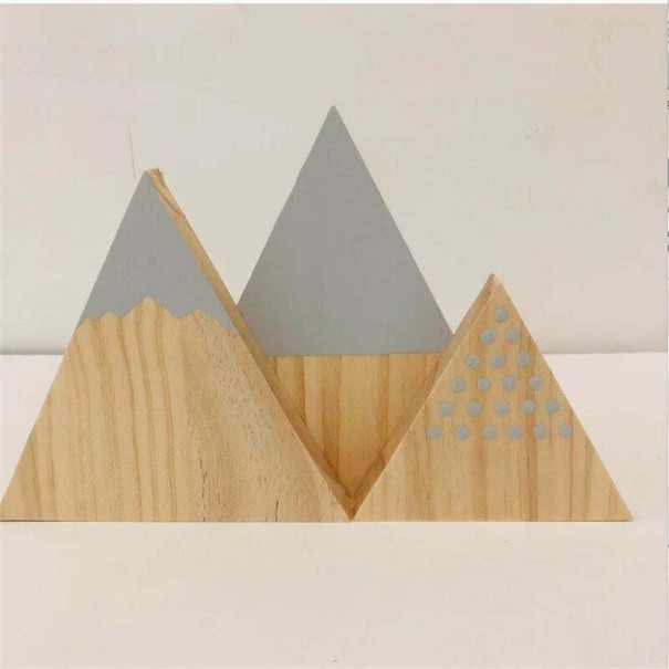 Decoratieve houten berg 3 stuks grijs