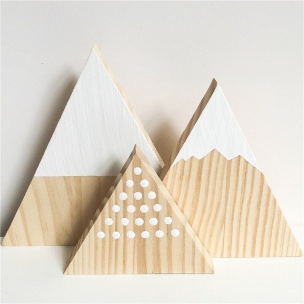 Decoratieve houten berg 3 stuks wit