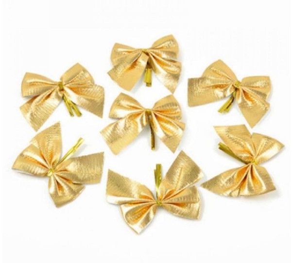 Decoratieve kerststrikken - 12 stuks goud