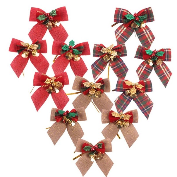 Decoratieve kerststrikken 12 stuks