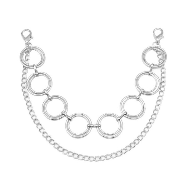 Decoratieve ketting voor handtas dubbel met grote metalen ringen Metaallegering Zilveren decoratieve ketting voor handtas vervangend hengsel 1