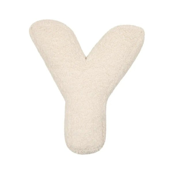 Decoratieve kussen letter van het alfabet 40 × 35 × 10 cm Beige schapenvacht pluche kussen met vulling Kussen voor de kinderkamer Y
