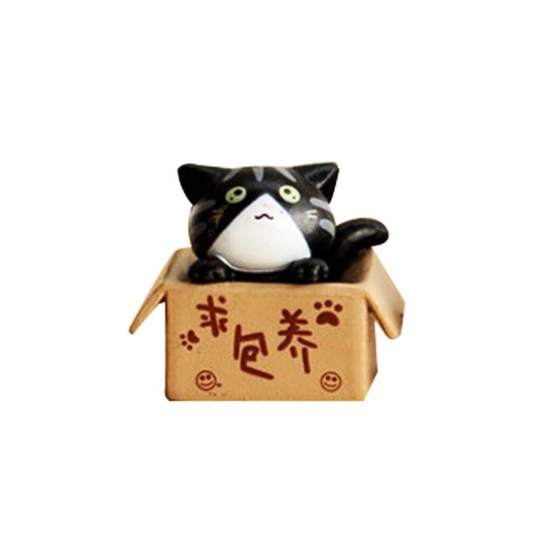 Decoratieve miniatuurkat in een doos zwart
