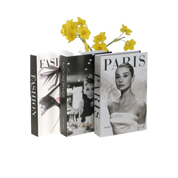 Decoratieve nep-openbare boeken 3 stuks Niet-openbare woondecoraties mode Parijs zwart-wit stijl elegante interieur 1