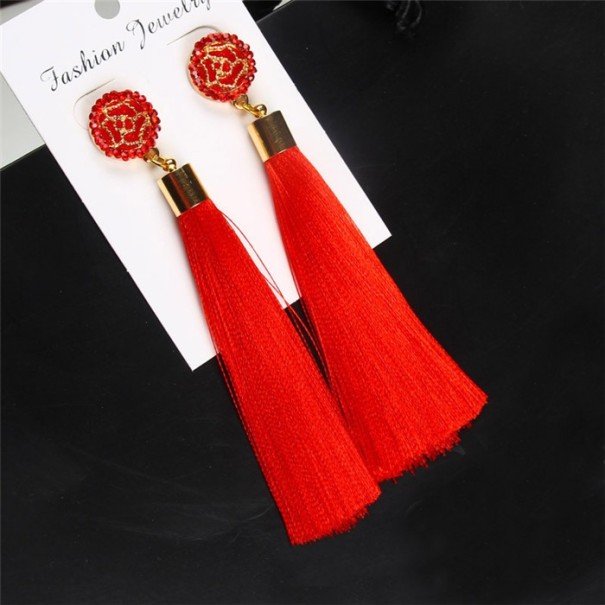 Decoratieve oorbellen voor dames Kwastjes J3196 rood