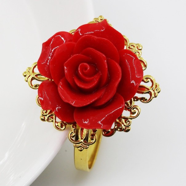 Decoratieve servetringen met rozen 5 stuks 1