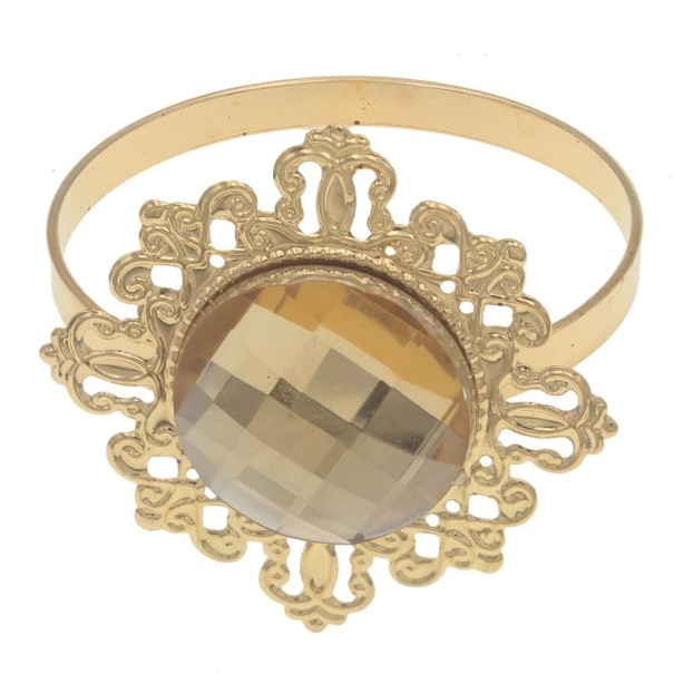 Decoratieve servetringen met strass steentjes 24 stuks lichtbruin