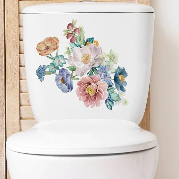 Decoratieve sticker voor het toiletreservoir 29 x 29 cm Motief bloemen sticker voor het toilet Eenvoudige applicatie Elegante natuurlijke decoratie 1