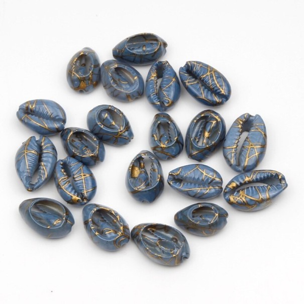 Decoratieve vergulde schelpen 10 stuks donkerblauw