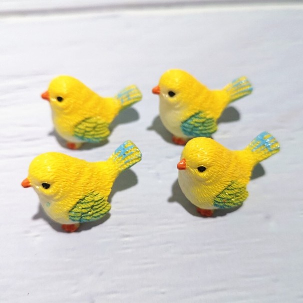 Decoratieve vogels 4 stuks geel
