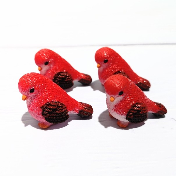 Decoratieve vogels 4 stuks rood