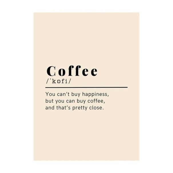 Decoratieve wandposter met koffiemotief en tekst Coffee 50 × 70 cm print op canvas minimalistische uitvoering voor woning en café zonder lijst 1