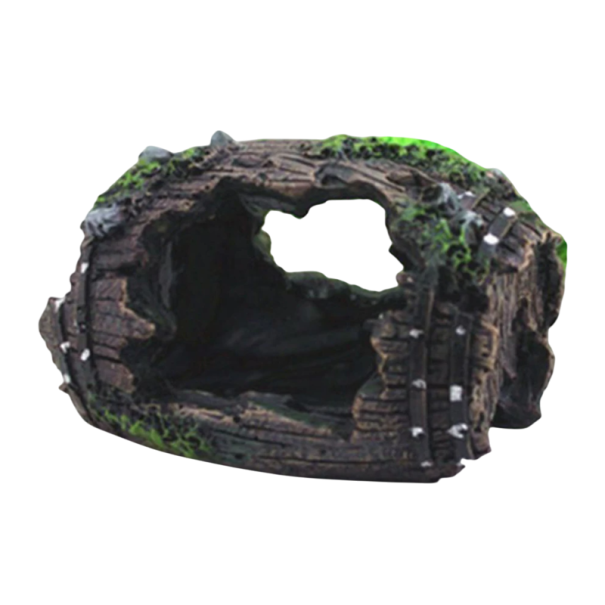 Décoration d'aquarium Tronc d'arbre creux Maison d'aquarium Abri pour poissons Aspect naturel Accessoires d'aquarium Paysage sous-marin noir