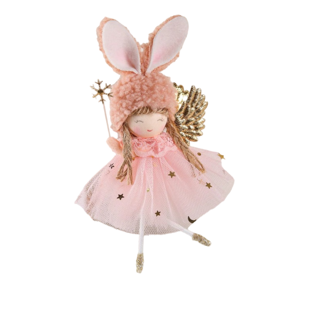 Décoration de Noël ange 15 x 10 cm rose