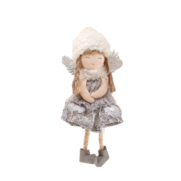 Décoration de Noël ange à suspendre 15 x 8 cm gris
