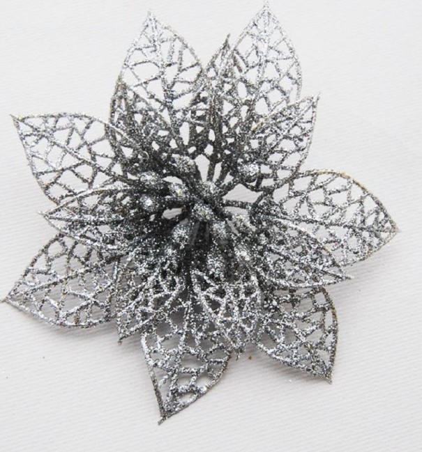 Décoration étoile de Noël 10 pcs argenté
