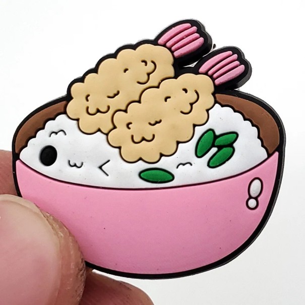 Décoration pour crocs riz avec crevettes motif PVC rose blanc vert marron ornement pour chaussures crocs accessoire pour trous 1