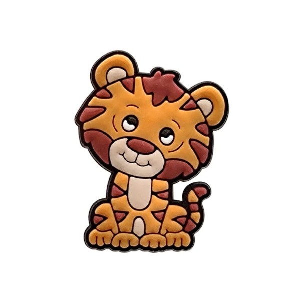 Décoration pour crocs tigre 2–3 cm PVC orange et marron ornement pour chaussures crocs avec un motif animal mignon et une mise en place facile 1