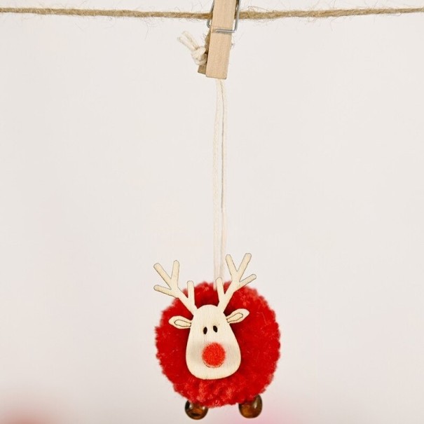Décoration suspendue de Noël renne 5 x 5 cm rouge