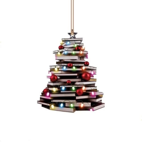 Décoration suspendue littéraire avec motif de livre Ornement de fenêtre pour arbre Pendentif de livre pour lecteurs bibliophiles et amoureux 1