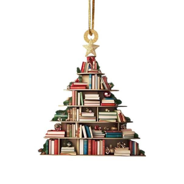 Décoration suspendue pour arbre bibliothèque avec livres Oeuvre vitrail décoration de fenêtre Pendentif de livre pour bibliophiles et amateurs 1