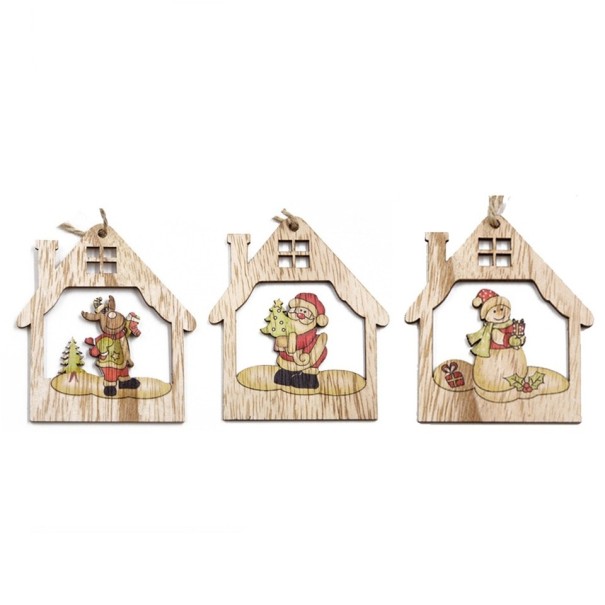Décorations de Noël en bois 3 pcs 6