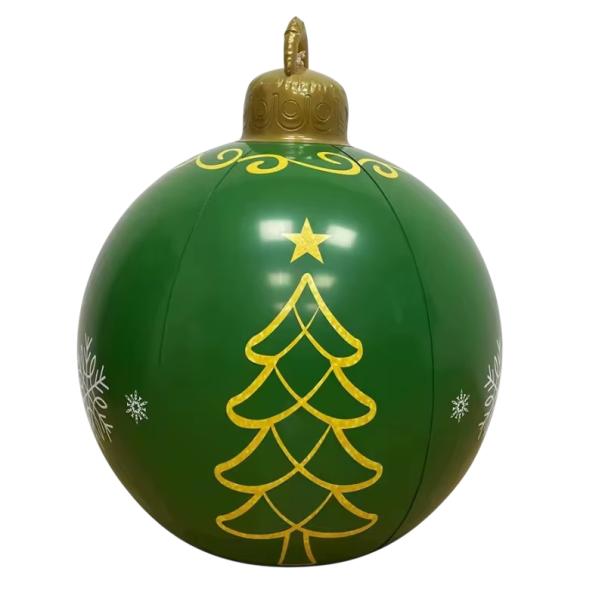 Decorațiune gonflabilă de iarnă în formă de bilă 60 x 80 cm PVC Motiv de Crăciun cu brad Mare ornament exterior rezistent la apă pentru decorarea festivă 1