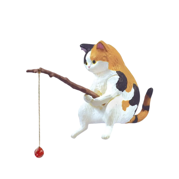 Decorațiune pentru acvariu 4 cm Mini pisică Sanhua pe pești Figurina Micro Decorație creativă Decorațiune animalieră Scenă de pescuit Accesoriu 1