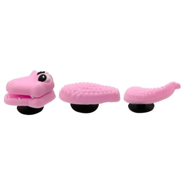 Decorațiune pentru crocsy 3D crocodil 3 piese PVC efect de trecere prin încălțăminte ornament original pentru încălțămintea crocs accesoriu roz