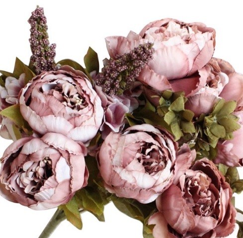 Decorative Artificial Peonies J2454 brown-white