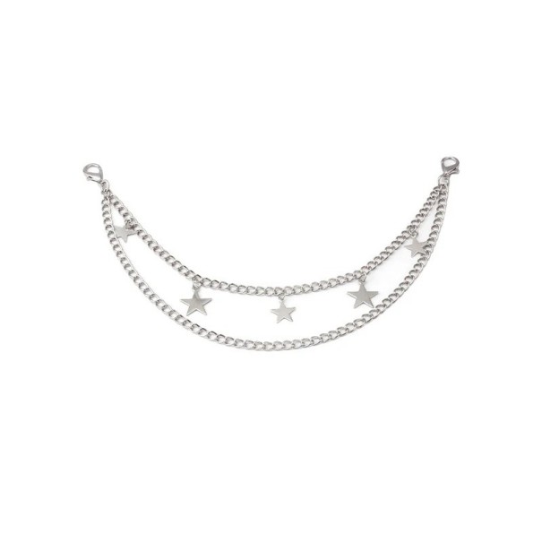 Decorative Double Handbag Chain with Stars 26 x 31 cm Metal Alloy Silver Decorative Chain for Handbag Replacement Short Handle 1
