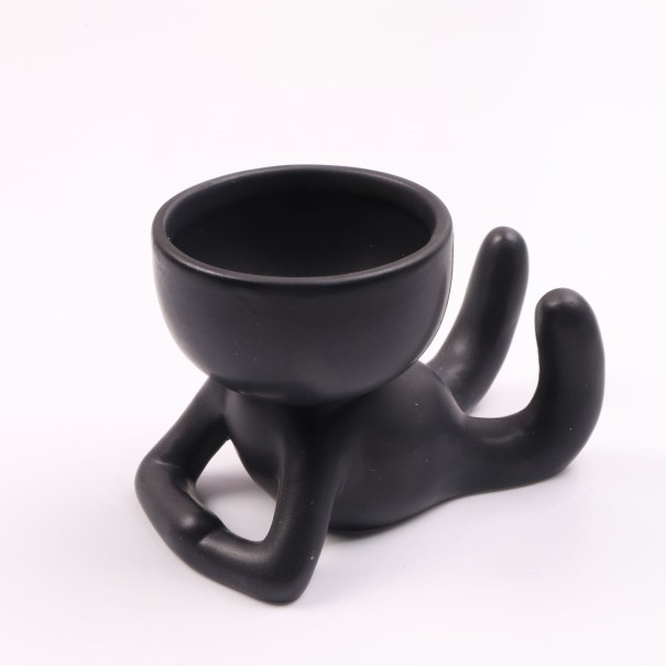 Decorative Flowerpot in the Shape of a Figure black