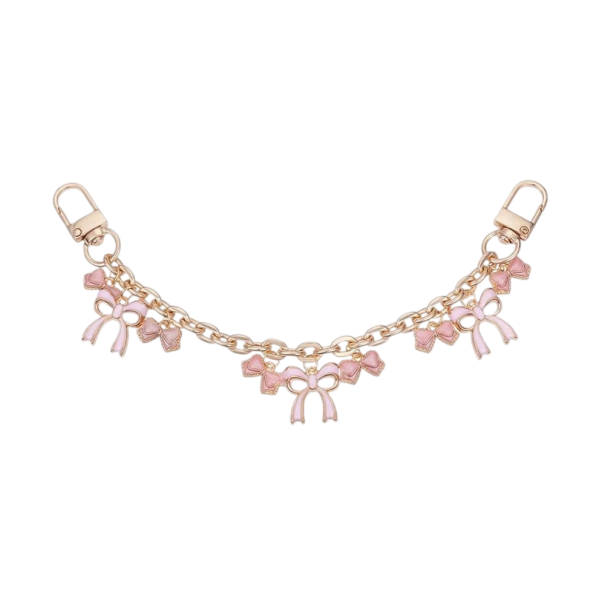 Decorative Handbag Chain with Bow Charms 205 mm Metal Alloy Gold Decorative Handbag Chain Replacement Short Handle 1