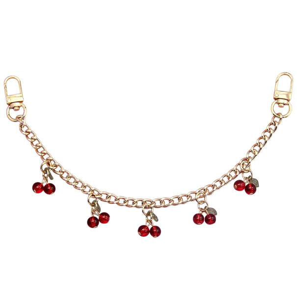 Decorative Handbag Chain with Cherry Charms 30.5 cm Metal Alloy Gold Decorative Handbag Chain Short Replacement Handle 1