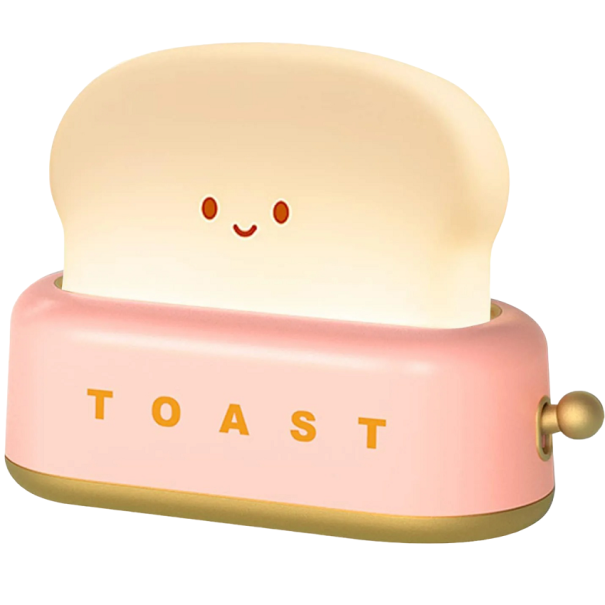 Decorative LED Light Cute LED Night Light Toast Portable Light with Timer Wireless Lamp 13.4 x 5.4 x 9.8 cm 800 mAh pink
