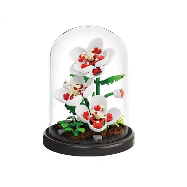 Decorative Micro Building Kit of Hibiscus 85 x 85 x 106 mm 151 pcs Flower Model in Pot in Transparent Box Creative Home Decoration and Gift 1