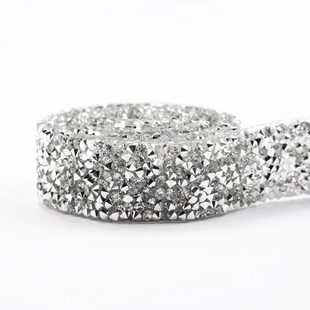 Decorative Ribbon with Crystals silver