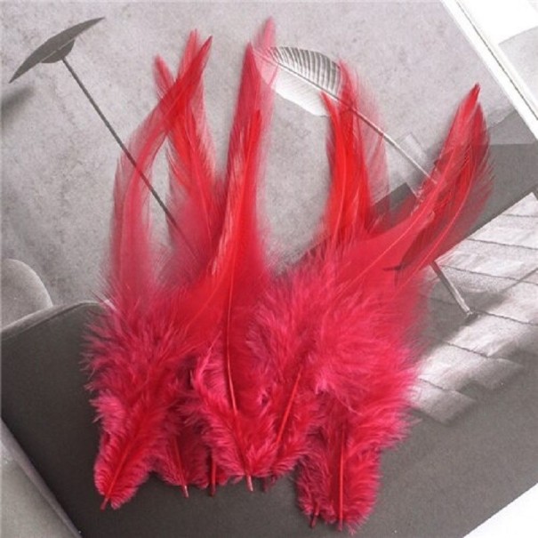 Decorative Rooster Feathers 10-15 cm 50 pcs red