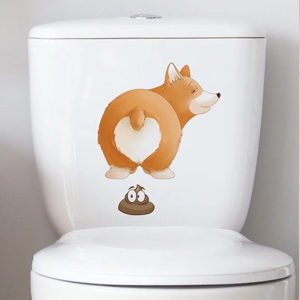 Decorative Sticker for Toilet Tank Dog Motif Toilet Sticker Cute Design Easy Application Fun Home Decoration for Bathroom 1
