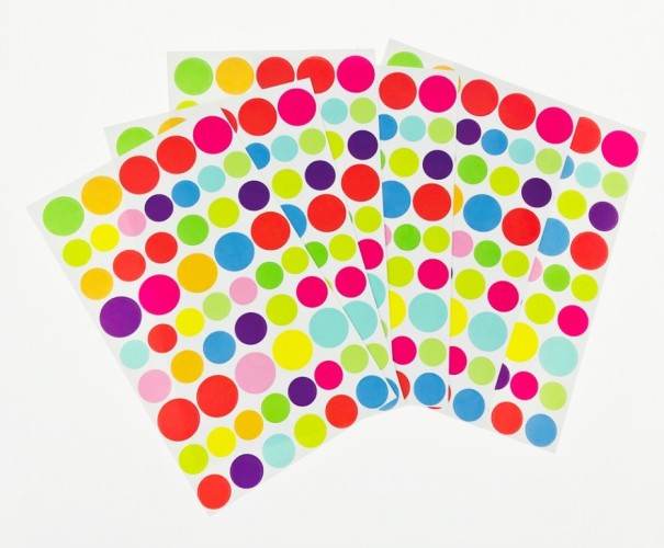 Decorative Stickers Colourful Heart, Star, Circle - 6 Sheets circle