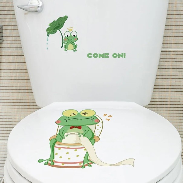 Decorative Toilet Sticker Frog Motif Toilet Sticker Easy Application Cheerful Bathroom Decoration Playful Design to Brighten Up the Space 1